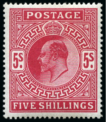 Stamp of Great Britain » King Edward VII » 1911-13 Somerset House Issues 1911-13 Somerset House 5s carmine mint nh