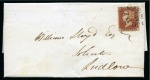 Stamp of Great Britain » 1841 1d Red 1842 (Aug 13) Entire sent locally to Ludlow (Shropshire) with 1841 1d Red brown pl.20 NA tied by Ludlow cds