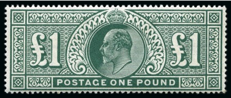 Stamp of Great Britain » King Edward VII » 1911-13 Somerset House Issues 1911-13 Somerset House £1 deep green mint nh