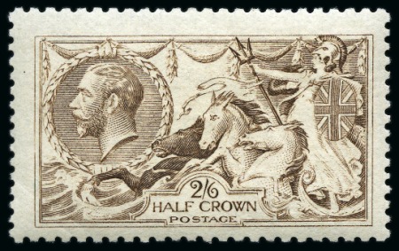 Stamp of Great Britain » King George V » 1913-19 Seahorse Issues 1915 De La Rue Seahorses 2s6d grey brown (very worn plate) mint nh with NO WATERMARK variety