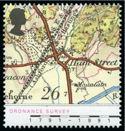 Stamp of Great Britain » Queen Elizabeth II 1991 Bicentenary of Ordnance Survey ERROR OF VALUE 26p for 28p, mint nh