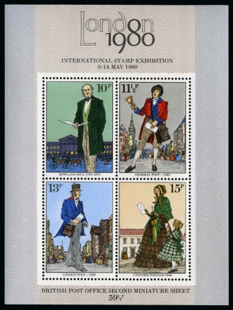 Stamp of Great Britain » Queen Elizabeth II 1979 Rowland Hill mint nh mini sheet with GOLD OMITTED (Queen's head)