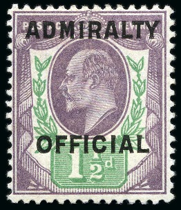 Stamp of Great Britain » Officials ADMIRALTY OFFICIAL: 1904 1 1/2d Dull Purple & Green mint with type O11 overprint