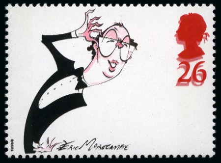 Stamp of Great Britain » Queen Elizabeth II 1998 Comedians 26p Eric Morcambe mint nh with vermilion and black both printed triple