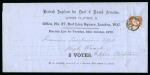 Stamp of Great Britain » 1854-70 Perforated Line Engraved 1870 1/2d Rose-Red pl.1 JT on printed voting circular sent on the FIRST DAY OF ISSUE