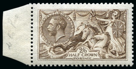 Stamp of Great Britain » King George V » 1913-19 Seahorse Issues 1915 De La Rue Seahorses 2s6d grey-brown mint nh left marginal