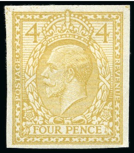Stamp of Great Britain » King George V » 1912-24 Profile Head Issues 1912 4d Eve's Wreath design colour essay in bistre-yellow on imperforate white unwatermarked gummed paper