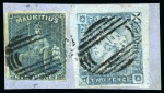 Stamp of Mauritius » 1859 Lapirot Issue » Intermediate Impressions (SG 38) 1859 Lapirot 2d blue, intermediate impression, used, position 9, in combination with Britannia 6d blue on piece