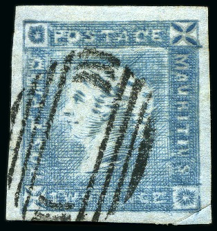 Stamp of Mauritius » 1859 Lapirot Issue » Intermediate Impressions (SG 38) 1859 Lapirot 2d blue, intermediate impression, used with oval bars cancel, position 10