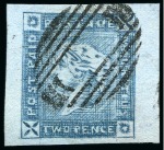 Stamp of Mauritius » 1859 Lapirot Issue » Intermediate Impressions (SG 38) 1859 Lapirot 2d blue, intermediate impression, used with oval bars cancel, position 11