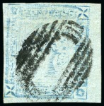 Stamp of Mauritius » 1859 Lapirot Issue » Worn Impressions (SG 39) 1859 Lapirot 2d blue, worn impression, used with complete oval bar cancel, position 6