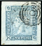 Stamp of Mauritius » 1859 Lapirot Issue » Worn Impressions (SG 39) 1859 Lapirot 2d blue, worn impression, used with crisp large part target cancel, position 7