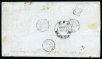 Stamp of Mauritius » 1859 Lapirot Issue » Early Impressions (SG 36-37) 1859 Lapirot 2d blue, early impression, horizontal right sheet marginal pair on 1859 folded letter sheet from Port Louis