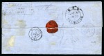 Stamp of Mauritius » 1859 Lapirot Issue » Intermediate Impressions (SG 38) 1859 Lapirot 2d blue, intermediate impression, horizontal pair, positions 5-6, on 1859 folded entire from Port Louis