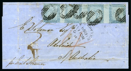 Stamp of Mauritius » 1859 Lapirot Issue » Worn Impressions (SG 39) THE LARGEST KNOWN MULTIPLE OF THE 1859 LAPIROT ON COVER AND TO A RARE DESTINATION