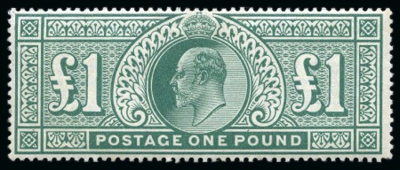 Stamp of Great Britain » King Edward VII » 1902-10 De La Rue Issues 1902-10 De La Rue £1 dull blue-green mint
