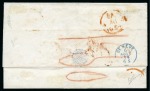 Stamp of Mauritius » Pre-Stamp & Stampless Postal History 1854 (10.6) Stampless entire from Mauritius to Geneva, Switzerland, showing clear black oval ds 'PACKET LETTER MAURITIUS'