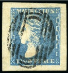 Stamp of Mauritius » 1859 Dardenne Issue (SG 41-44) 1859 Dardenne 2d blue, position 14, large even margins, used