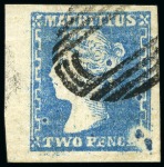 Stamp of Mauritius » 1859 Dardenne Issue (SG 41-44) 1859 Dardenne 2d blue, position 45, large to huge even margins, used
