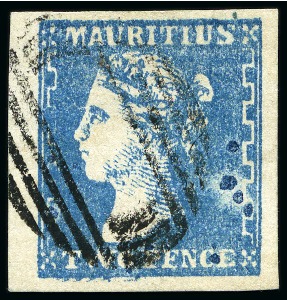 Stamp of Mauritius » 1859 Dardenne Issue (SG 41-44) 1859 Dardenne 2d blue, position 6, good to large margins, used