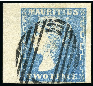 Stamp of Mauritius » 1859 Dardenne Issue (SG 41-44) 1859 Dardenne 2d blue, position 34, good to very large margins, used