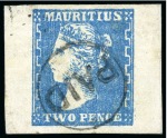 Stamp of Mauritius » 1859 Dardenne Issue (SG 41-44) 1859 Dardenne 2d blue, position 45, good to huge margins, used