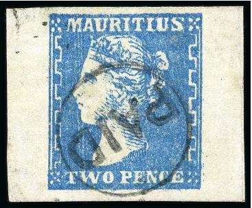 Stamp of Mauritius » 1859 Dardenne Issue (SG 41-44) 1859 Dardenne 2d blue, position 45, good to huge margins, used