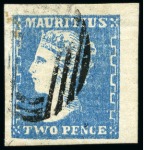 Stamp of Mauritius » 1859 Dardenne Issue (SG 41-44) 1859 Dardenne 2d blue, position 31, good to very large margins, used
