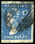 Stamp of Mauritius » 1859 Dardenne Issue (SG 41-44) 1859 Dardenne 2d blue, mixed lot of used, mostly without margins