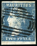 Stamp of Mauritius » 1859 Dardenne Issue (SG 41-44) 1859 Dardenne 2d blue, mixed lot of used, mostly without margins