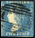 Stamp of Mauritius » 1859 Dardenne Issue (SG 41-44) 1859 Dardenne 2d blue, mixed lot of used, mostly without margins
