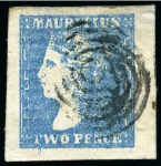 Stamp of Mauritius » 1859 Dardenne Issue (SG 41-44) 1859 Dardenne 2d blue, mixed lot of used (10)