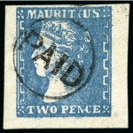 Stamp of Mauritius » 1859 Dardenne Issue (SG 41-44) 1859 Dardenne 2d blue, mixed lot of used (10)