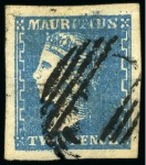 Stamp of Mauritius » 1859 Dardenne Issue (SG 41-44) 1859 Dardenne 2d blue, mixed lot of used (10)