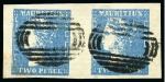 Stamp of Mauritius » 1859 Dardenne Issue (SG 41-44) 1859 Dardenne 2d blue, horizontal pair, positions 1-2, used
