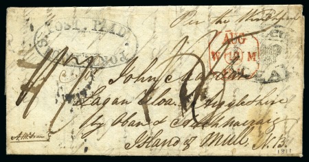 Stamp of Mauritius » Pre-Stamp & Stampless Postal History 1811 (20.1) Folded entire from Île Bourbon (Reunion) via Port Louis to the Island of Mull (Scotland), with black oval 'PORT LOUIS/POST PAID' despatch hs