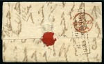 Stamp of Mauritius » Pre-Stamp & Stampless Postal History 1834 (13.3) Folded entire from Mahebourg to England, bearing fine strike of the small neat black oval 'COL/POST OFFICE/MAURITIUS' despatch hs