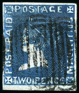 Stamp of Mauritius » 1859 Sherwin Issue (SG 40) 1859 Sherwin 2d deep blue, position 5, good to large margins, used