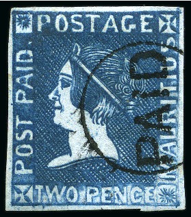 Stamp of Mauritius » 1859 Sherwin Issue (SG 40) 1859 Sherwin 2d deep blue, position 12, good even margins, used