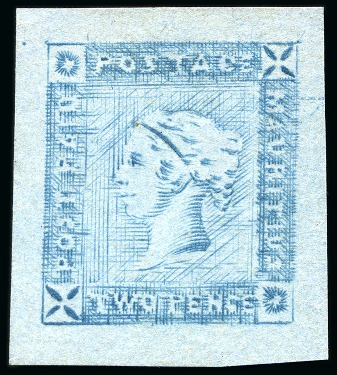 Stamp of Mauritius » 1859 Lapirot Issue » Intermediate Impressions (SG 38) 1859 Lapirot 2d blue, intermediate impression, unused without gum