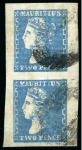 Stamp of Mauritius » 1859 Dardenne Issue (SG 41-44) 1859 Dardenne 2d pale blue, used vertical pair partial oval bars cancel