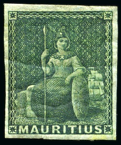 Stamp of Mauritius » Later Issues 1858-62 Britannia: (4d) green, imperf., unused large part original gum