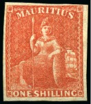 Stamp of Mauritius » Later Issues 1859-61 Britannia: 1s vermilion, imperf., unused without gum