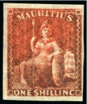 Stamp of Mauritius » Later Issues 1859-61 Britannia: 1s vermilion, imperf., unused with large part original gum
