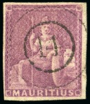 Stamp of Mauritius » Later Issues 1858-62 Britannia: (9d) dull magenta, imperf., used with central '14' target cancel