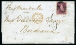 Stamp of Mauritius » Later Issues 1858-62 Britannia: (9d) dull magenta, imperf., neatly tied by black oval bars on 1860 folded entire to to Bordeaux