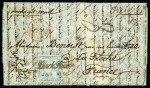 Stamp of Mauritius » 1848-59 Post Paid Issue » Latest Impressions (SG 23-25) 1848-59 Post Paid 2d blue, latest impression, position 12, tied by framed boxed 'BLACK RIVER/JA.9.1858', on 1858 folded entire