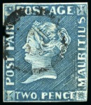 Stamp of Mauritius » 1848-59 Post Paid Issue » Intermediate Impressions (SG 10-15) PLATE RECONSTRUCTION: 2d blue, complete plate reconstruction showing early and intermediate impressions