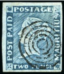 Stamp of Mauritius » 1848-59 Post Paid Issue » Intermediate Impressions (SG 10-15) PLATE RECONSTRUCTION: 2d blue, complete plate reconstruction showing early and intermediate impressions
