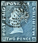 Stamp of Mauritius » 1848-59 Post Paid Issue » Intermediate Impressions (SG 10-15) PLATE RECONSTRUCTION: 2d blue, complete plate reconstruction showing early and intermediate impressions